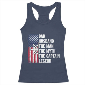 Funny Boat Captain Racerback Tank Top Dad Husband The Man The Myth The Captain Legend TS11 Navy Print Your Wear