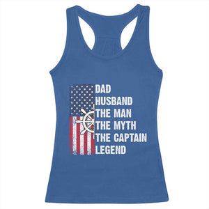 Funny Boat Captain Racerback Tank Top Dad Husband The Man The Myth The Captain Legend TS11 Royal Blue Print Your Wear