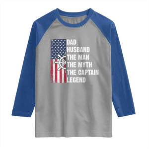 Funny Boat Captain Raglan Shirt Dad Husband The Man The Myth The Captain Legend TS11 Sport Gray Royal Print Your Wear