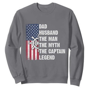 Funny Boat Captain Sweatshirt Dad Husband The Man The Myth The Captain Legend TS11 Charcoal Print Your Wear