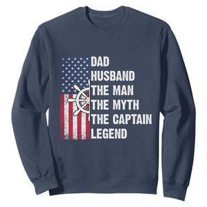 Funny Boat Captain Sweatshirt Dad Husband The Man The Myth The Captain Legend TS11 Navy Print Your Wear