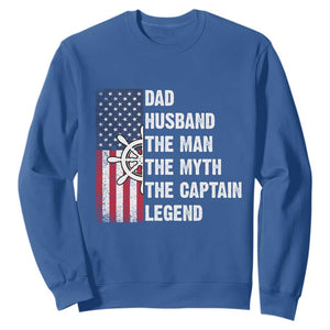 Funny Boat Captain Sweatshirt Dad Husband The Man The Myth The Captain Legend TS11 Royal Blue Print Your Wear