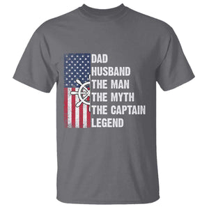 Funny Boat Captain T Shirt Dad Husband The Man The Myth The Captain Legend TS11 Charcoal Print Your Wear
