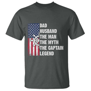 Funny Boat Captain T Shirt Dad Husband The Man The Myth The Captain Legend TS11 Dark Heather Print Your Wear