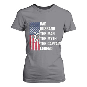 Funny Boat Captain T Shirt For Women Dad Husband The Man The Myth The Captain Legend TS11 Charcoal Print Your Wear