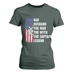 Funny Boat Captain T Shirt For Women Dad Husband The Man The Myth The Captain Legend TS11 Dark Forest Green Print Your Wear