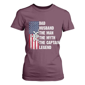 Funny Boat Captain T Shirt For Women Dad Husband The Man The Myth The Captain Legend TS11 Maroon Print Your Wear