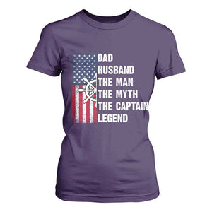 Funny Boat Captain T Shirt For Women Dad Husband The Man The Myth The Captain Legend TS11 Purple Print Your Wear