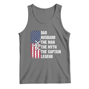 Funny Boat Captain Tank Top Dad Husband The Man The Myth The Captain Legend TS11 Black Heather Print Your Wear