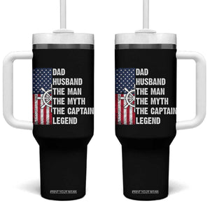 Funny Boat Captain Tumbler With Handle Dad Husband The Man The Myth The Captain Legend TS11 One Size: 40 oz Black Print Your Wear