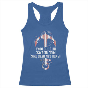 Funny Boating Captain Racerback Tank Top If You Can Read This Pull Me Back Into The Boat TS11 Royal Blue Print Your Wear