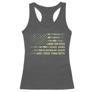 Funny Bonus Dad Racerback Tank Top Step Dad Camo American Flag Fathers Day TS10 Dark Heather Print Your Wear