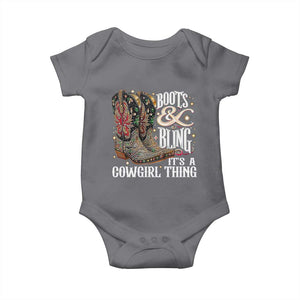 Funny Boots And Bling Its A Cowgirl Thing Baby Onesie Western Country Girl Boots TS11 Charcoal Print Your Wear