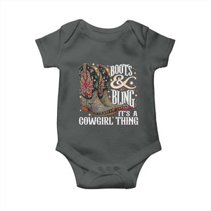 Funny Boots And Bling Its A Cowgirl Thing Baby Onesie Western Country Girl Boots TS11 Dark Heather Print Your Wear