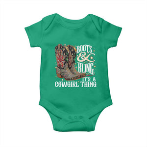 Funny Boots And Bling Its A Cowgirl Thing Baby Onesie Western Country Girl Boots TS11 Irish Green Print Your Wear