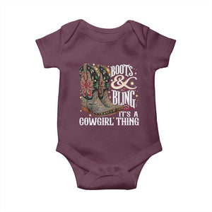 Funny Boots And Bling Its A Cowgirl Thing Baby Onesie Western Country Girl Boots TS11 Maroon Print Your Wear