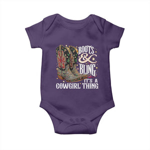 Funny Boots And Bling Its A Cowgirl Thing Baby Onesie Western Country Girl Boots TS11 Purple Print Your Wear