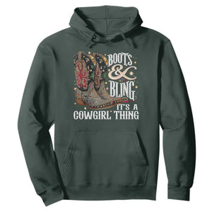 Funny Boots And Bling Its A Cowgirl Thing Hoodie Western Country Girl Boots TS11 Dark Forest Green Print Your Wear