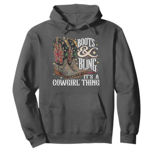 Funny Boots And Bling Its A Cowgirl Thing Hoodie Western Country Girl Boots TS11 Dark Heather Print Your Wear