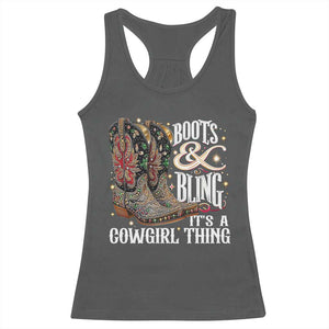 Funny Boots And Bling Its A Cowgirl Thing Racerback Tank Top Western Country Girl Boots TS11 Dark Heather Print Your Wear
