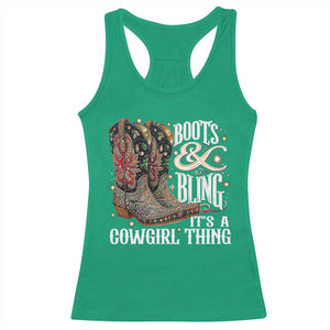 Funny Boots And Bling Its A Cowgirl Thing Racerback Tank Top Western Country Girl Boots TS11 Irish Green Print Your Wear