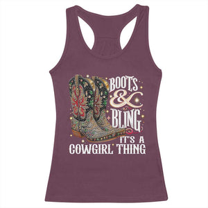 Funny Boots And Bling Its A Cowgirl Thing Racerback Tank Top Western Country Girl Boots TS11 Maroon Print Your Wear
