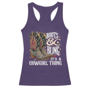 Funny Boots And Bling Its A Cowgirl Thing Racerback Tank Top Western Country Girl Boots TS11 Purple Print Your Wear