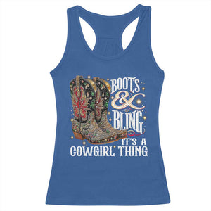 Funny Boots And Bling Its A Cowgirl Thing Racerback Tank Top Western Country Girl Boots TS11 Royal Blue Print Your Wear