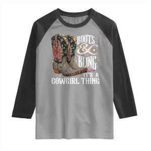 Funny Boots And Bling Its A Cowgirl Thing Raglan Shirt Western Country Girl Boots TS11 Sport Gray Black Print Your Wear