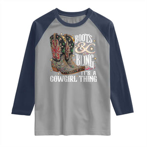 Funny Boots And Bling Its A Cowgirl Thing Raglan Shirt Western Country Girl Boots TS11 Sport Gray Navy Print Your Wear