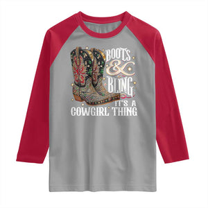 Funny Boots And Bling Its A Cowgirl Thing Raglan Shirt Western Country Girl Boots TS11 Sport Gray Red Print Your Wear
