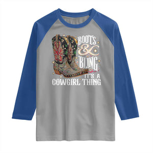 Funny Boots And Bling Its A Cowgirl Thing Raglan Shirt Western Country Girl Boots TS11 Sport Gray Royal Print Your Wear