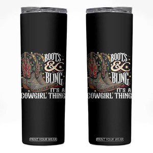 Funny Boots And Bling Its A Cowgirl Thing Skinny Tumbler Western Country Girl Boots TS11 Black Print Your Wear