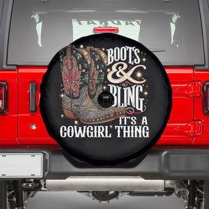 Funny Boots And Bling Its A Cowgirl Thing Spare Tire Cover Western Country Girl Boots TS11 Black Print Your Wear