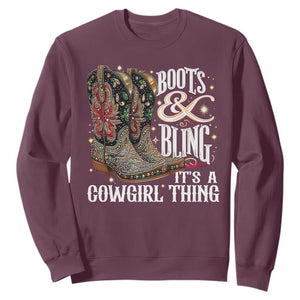 Funny Boots And Bling Its A Cowgirl Thing Sweatshirt Western Country Girl Boots TS11 Maroon Print Your Wear