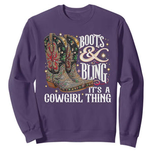 Funny Boots And Bling Its A Cowgirl Thing Sweatshirt Western Country Girl Boots TS11 Purple Print Your Wear