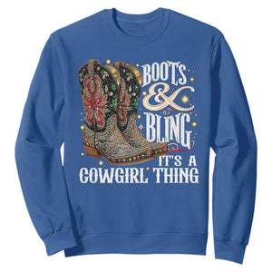 Funny Boots And Bling Its A Cowgirl Thing Sweatshirt Western Country Girl Boots TS11 Royal Blue Print Your Wear