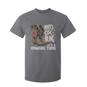 Funny Boots And Bling Its A Cowgirl Thing T Shirt For Kid Western Country Girl Boots TS11 Charcoal Print Your Wear