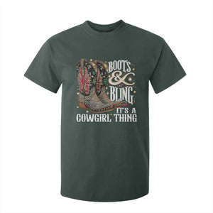 Funny Boots And Bling Its A Cowgirl Thing T Shirt For Kid Western Country Girl Boots TS11 Dark Forest Green Print Your Wear
