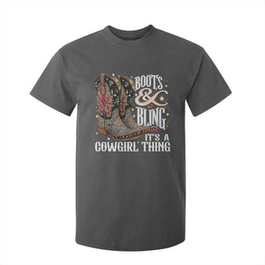Funny Boots And Bling Its A Cowgirl Thing T Shirt For Kid Western Country Girl Boots TS11 Dark Heather Print Your Wear