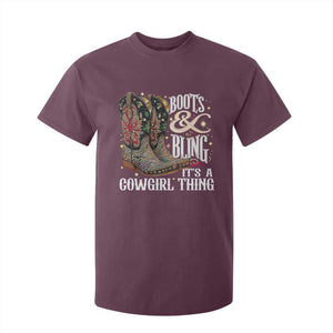 Funny Boots And Bling Its A Cowgirl Thing T Shirt For Kid Western Country Girl Boots TS11 Maroon Print Your Wear