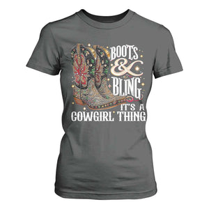 Funny Boots And Bling Its A Cowgirl Thing T Shirt For Women Western Country Girl Boots TS11 Dark Heather Print Your Wear