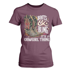 Funny Boots And Bling Its A Cowgirl Thing T Shirt For Women Western Country Girl Boots TS11 Maroon Print Your Wear