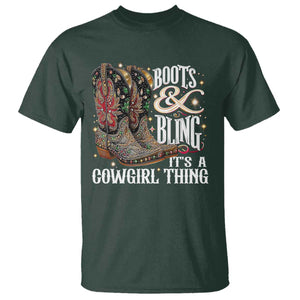 Funny Boots And Bling Its A Cowgirl Thing T Shirt Western Country Girl Boots TS11 Dark Forest Green Print Your Wear