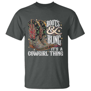 Funny Boots And Bling Its A Cowgirl Thing T Shirt Western Country Girl Boots TS11 Dark Heather Print Your Wear