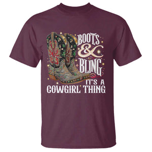 Funny Boots And Bling Its A Cowgirl Thing T Shirt Western Country Girl Boots TS11 Maroon Print Your Wear