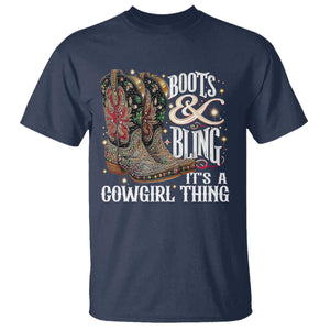 Funny Boots And Bling Its A Cowgirl Thing T Shirt Western Country Girl Boots TS11 Navy Print Your Wear