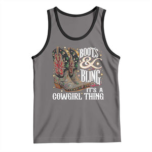 Funny Boots And Bling Its A Cowgirl Thing Tank Top Western Country Girl Boots TS11 Deep Heather Black Print Your Wear
