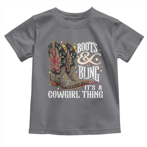 Funny Boots And Bling Its A Cowgirl Thing Toddler T Shirt Western Country Girl Boots TS11 Charcoal Print Your Wear