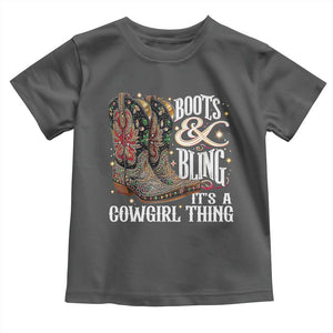 Funny Boots And Bling Its A Cowgirl Thing Toddler T Shirt Western Country Girl Boots TS11 Dark Heather Print Your Wear